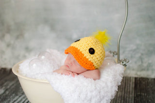 Yellow & orange rubber ducky baby hat