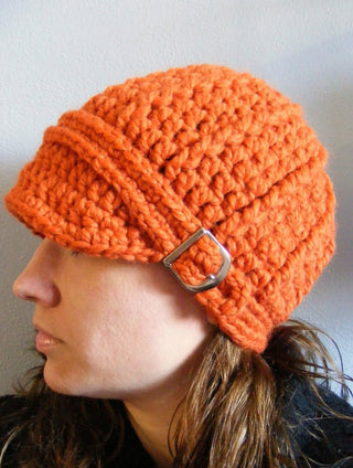 Adult Orange Pumpkin Buckle Beanie