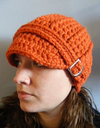 Adult Orange Pumpkin Buckle Beanie