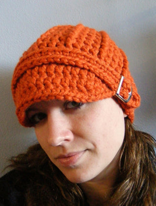 Adult Orange Pumpkin Buckle Beanie