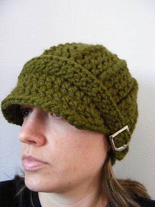 Adult Olive Green Buckle Beanie