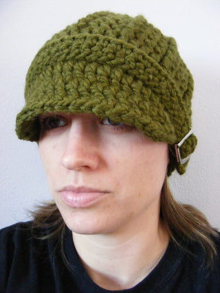 Adult Olive Green Buckle Beanie