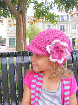 2T to 4T Raspberry Pink & Pink Blossom | chunky crochet flower beanie, thick winter hat | baby, toddler, girl's, women's sizes