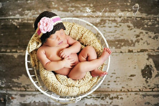 Newborn Brown, Cream, Pink, & Light Pink Striped Flapper Beanie