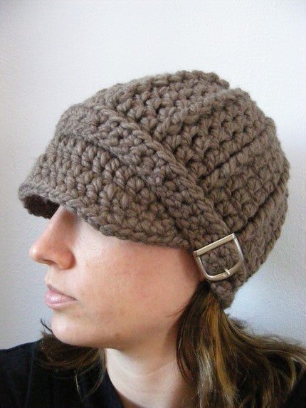 Adult Taupe Buckle Beanie 