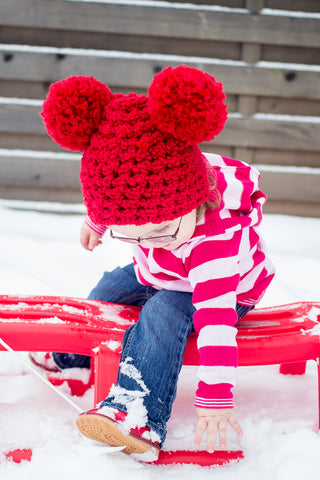 2T to 4T Red Pom Pom Hat