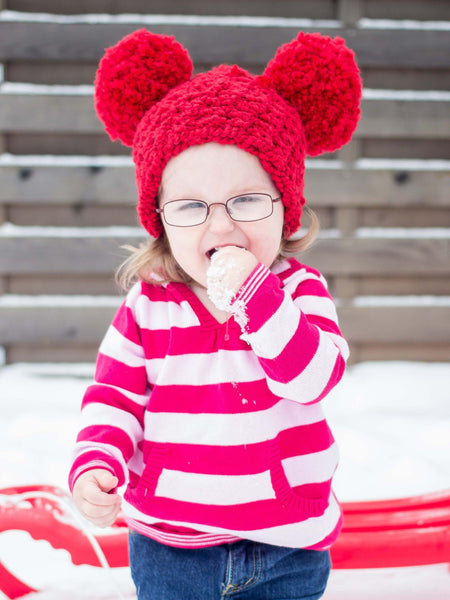 2T to 4T Red Pom Pom Hat by Two Seaside Babes