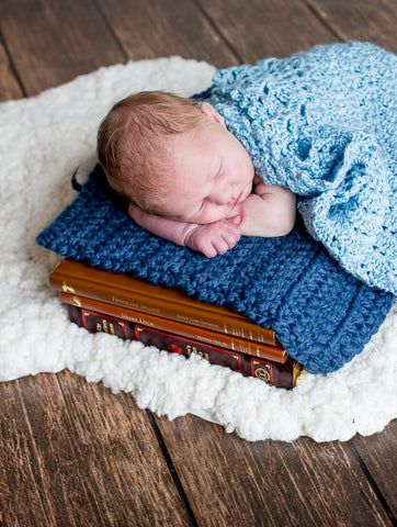 Denim Blue | newborn photo prop layering baby blanket, basket stuffer, bucket filler by Two Seaside Babes