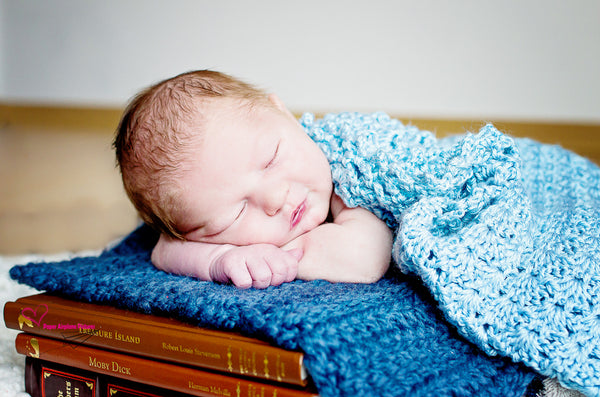 Denim Blue | newborn photo prop layering baby blanket, basket stuffer, bucket filler