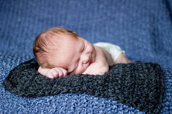Charcoal Gray | newborn photo prop layering baby blanket, basket stuffer, bucket filler