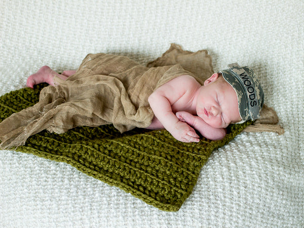 Olive Green | newborn photo prop layering baby blanket, basket stuffer, bucket filler