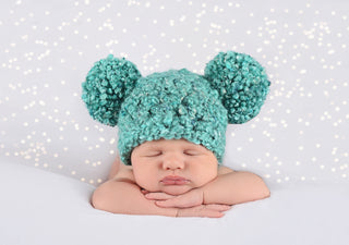 Newborn Teal Pom Pom Hat