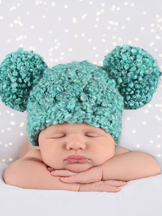 Newborn Teal Pom Pom Hat by Two Seaside Babes