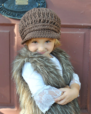 2T to 4T Toddler Chocolate Brown Buckle Newsboy Cap