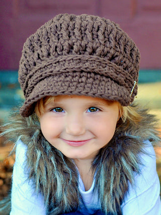 2T to 4T Toddler Chocolate Brown Buckle Newsboy Cap by Two Seaside Babes