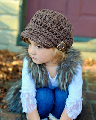 2T to 4T Toddler Chocolate Brown Buckle Newsboy Cap