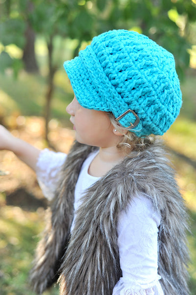 2T to 4T Turquoise Blue Buckle Newsboy Cap