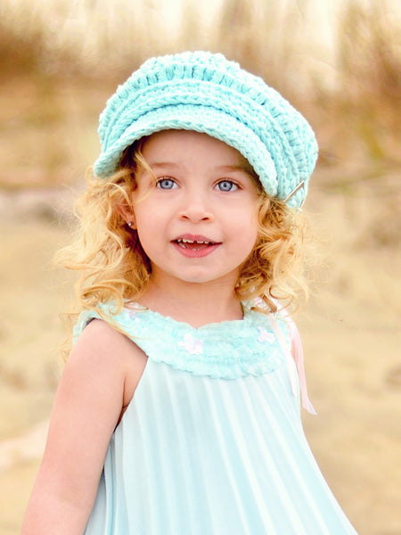 2T to 4T Aqua Blue Buckle Newsboy Cap by Two Seaside Babes