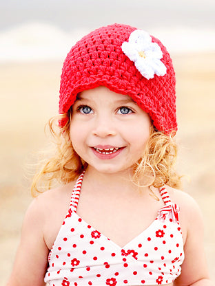 Red flapper beanie hat | 40 flower colors available