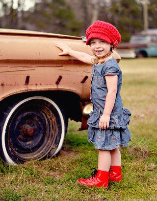 2T to 4T Red Buckle Newsboy Cap