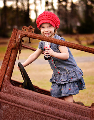 2T to 4T Red Buckle Newsboy Cap