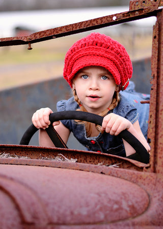 2T to 4T Red Buckle Newsboy Cap