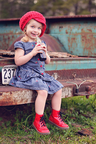 2T to 4T Red Buckle Newsboy Cap