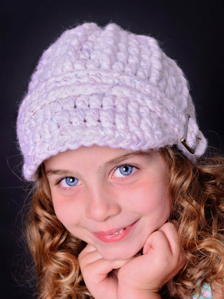 4T to Preteen Kids White Sparkle Buckle Beanie