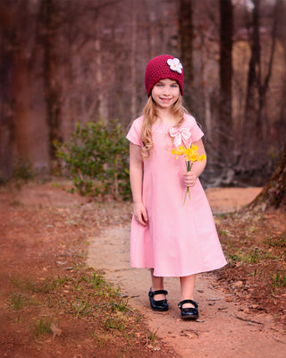 Red wine flapper beanie hat | 40 flower colors available