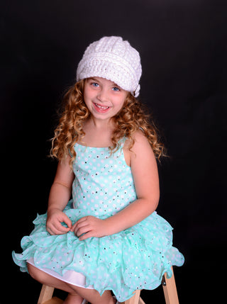 4T to Preteen Kids White Sparkle Buckle Beanie