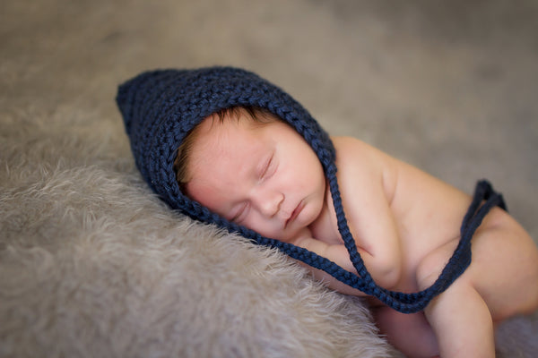 Navy Blue Pixie Elf Baby Hat