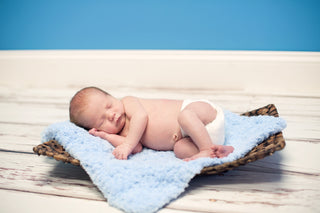 Blue soft and fluffy crochet baby blanket