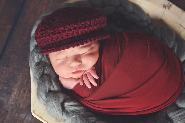 Dark Red Wine | Irish wool Donegal newsboy hat, flat cap, golf hat | newborn, baby, toddler, boy, & men's sizes